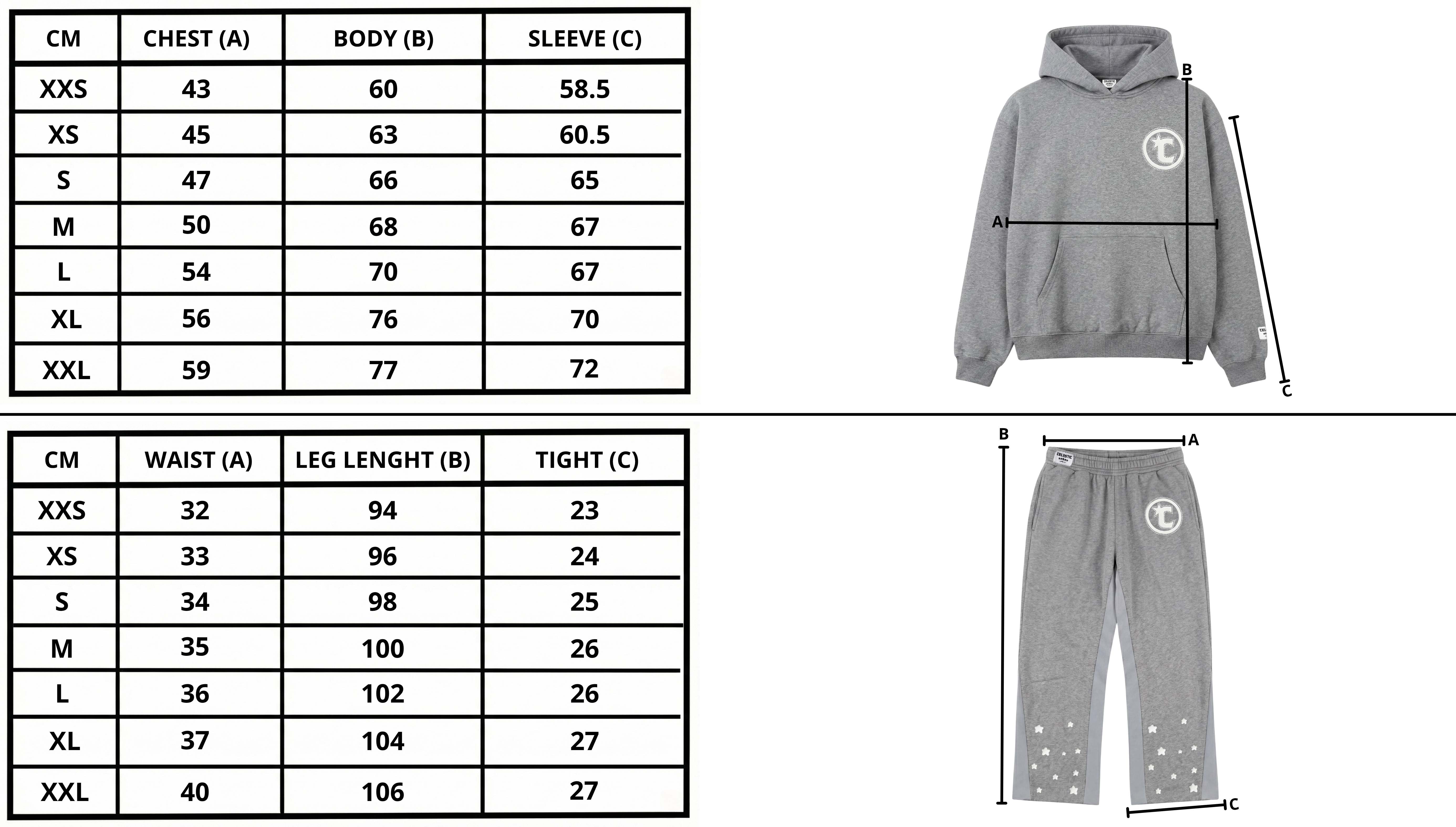 Size chart desktop