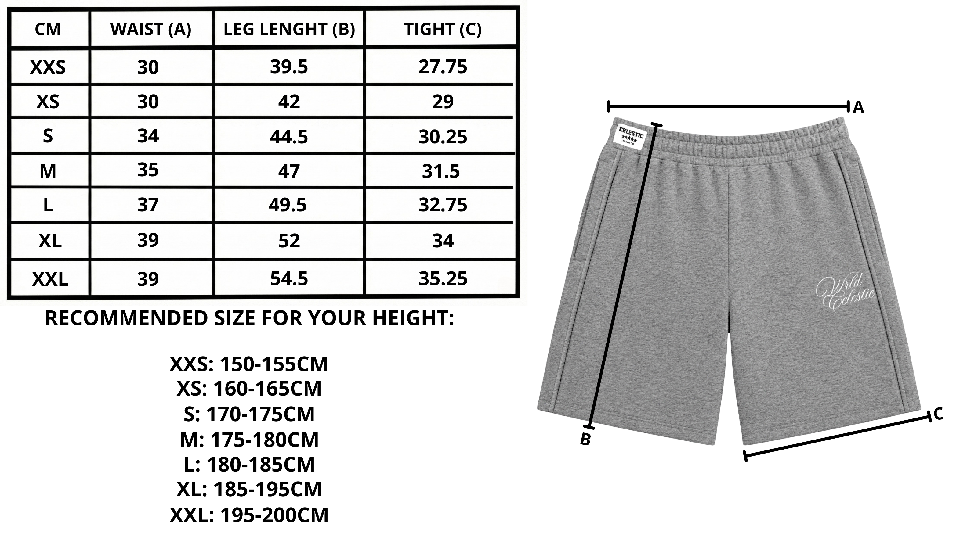 Size chart desktop