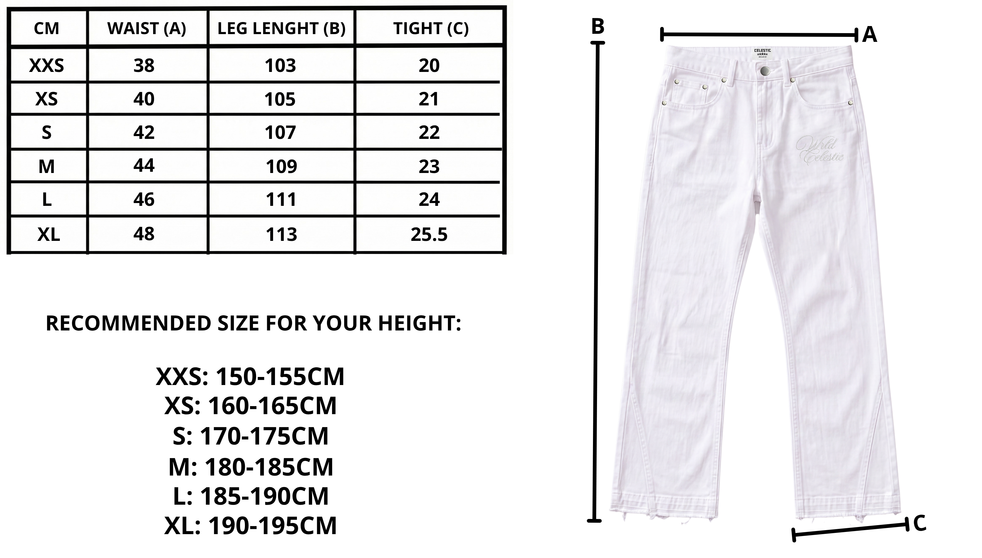Size chart desktop