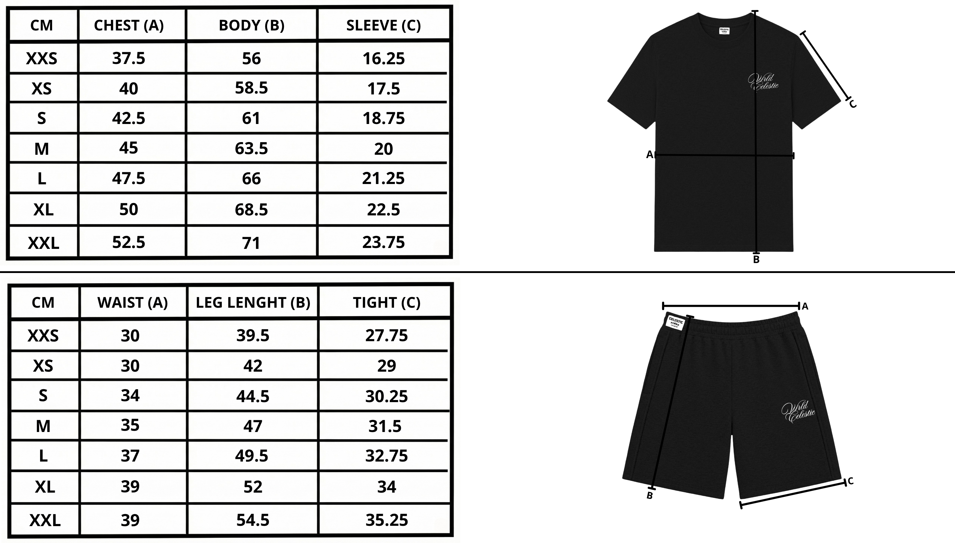 Size chart desktop