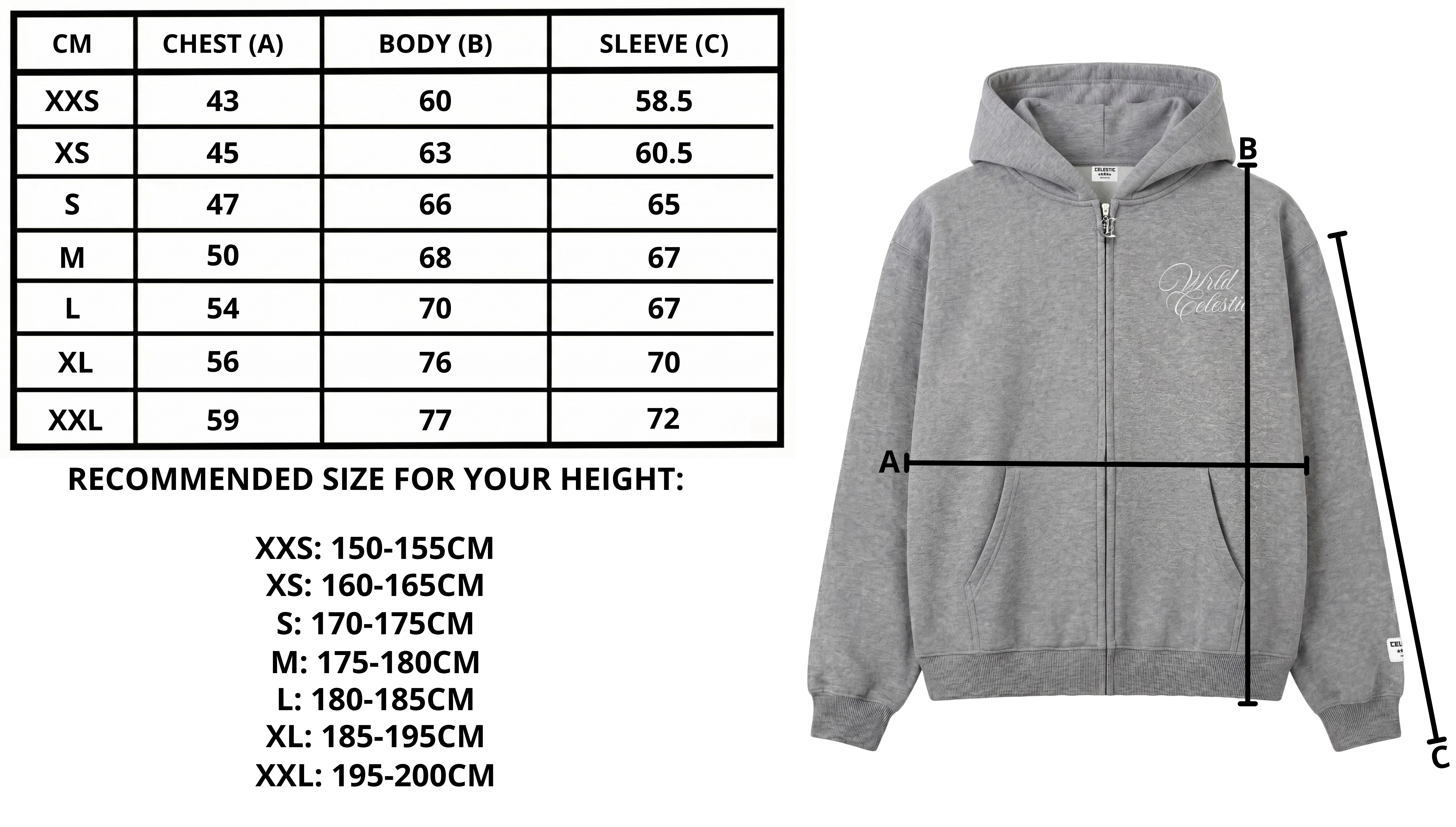 Size chart desktop