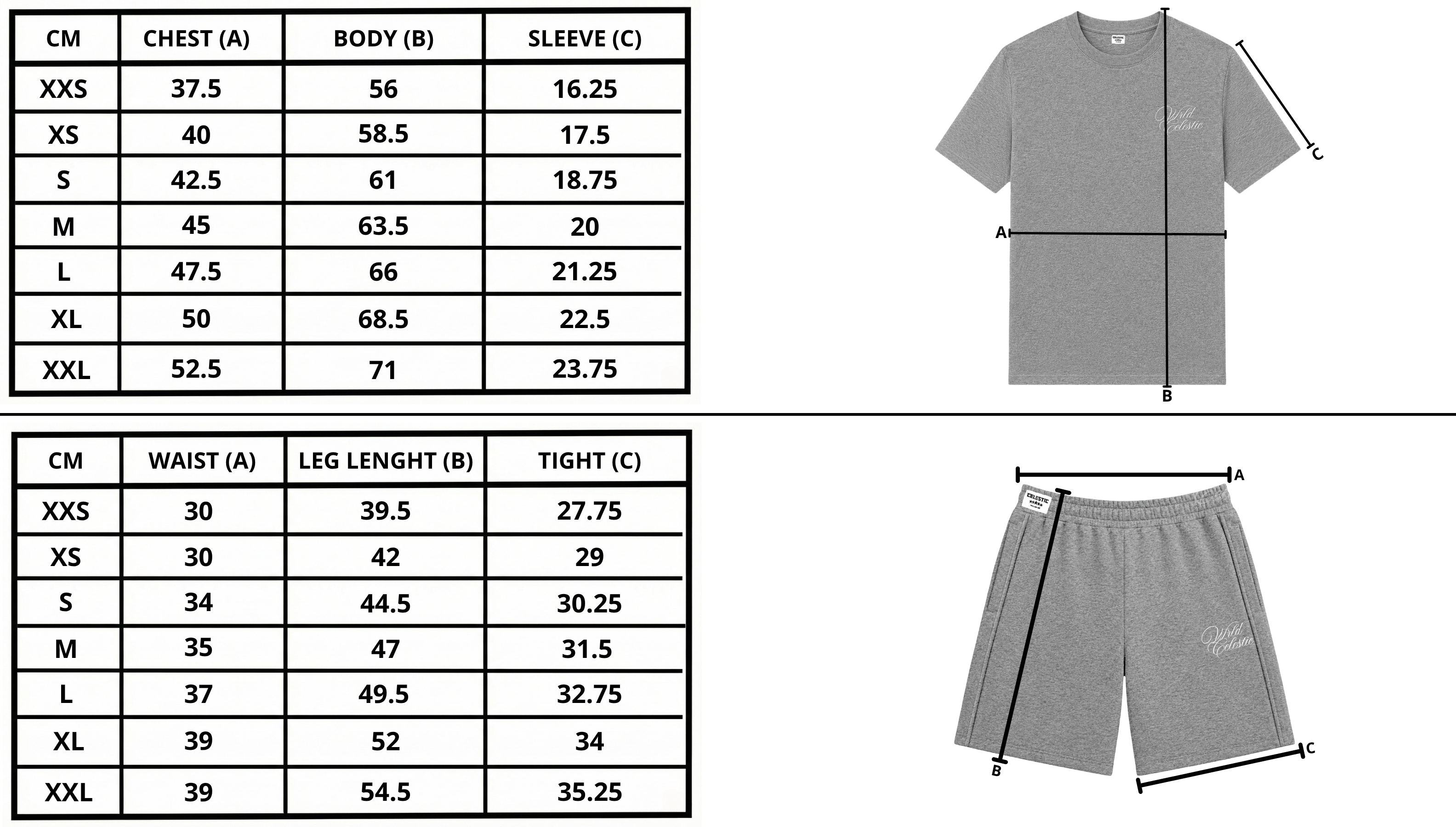 Size chart desktop