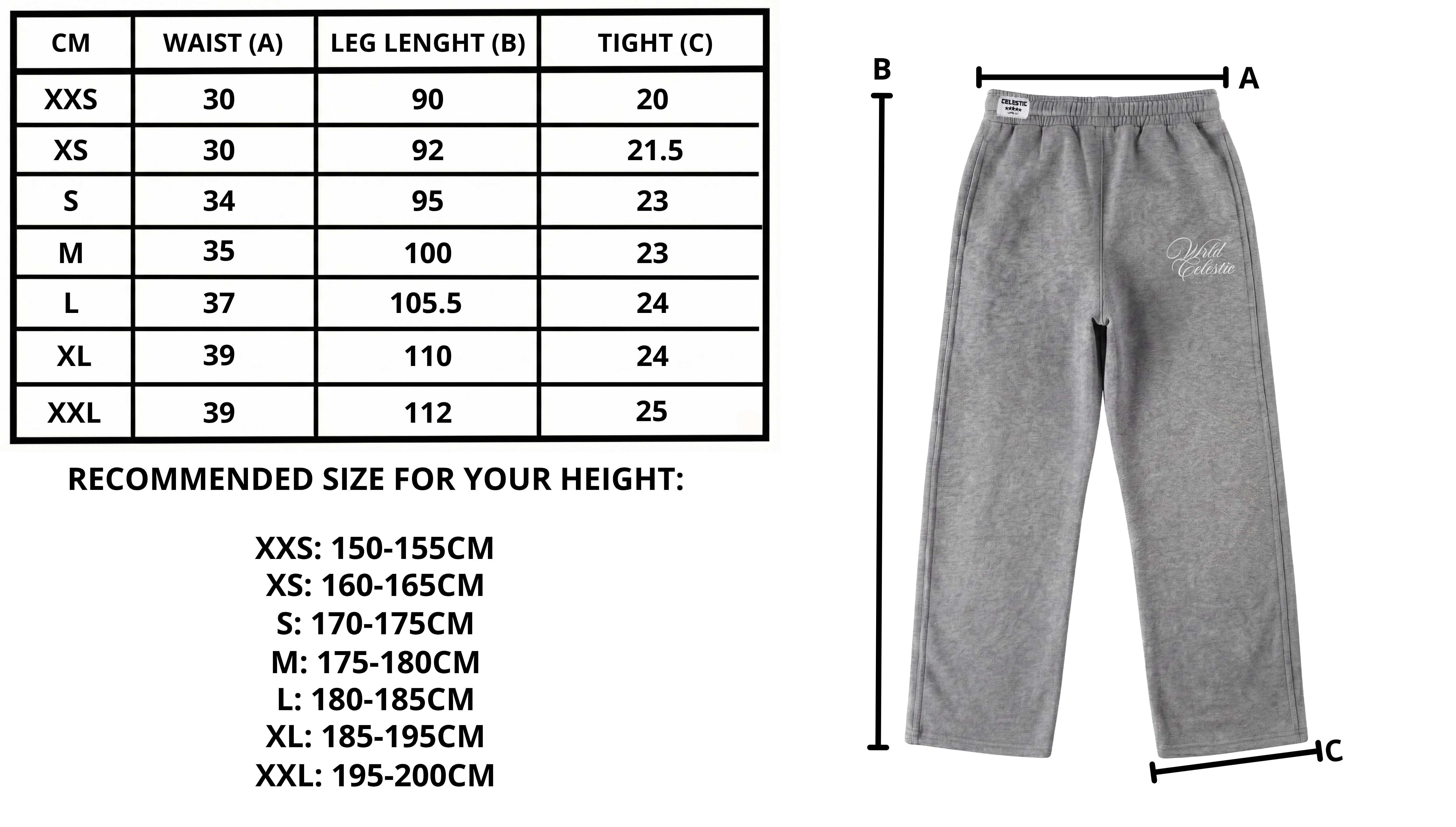 Size chart desktop
