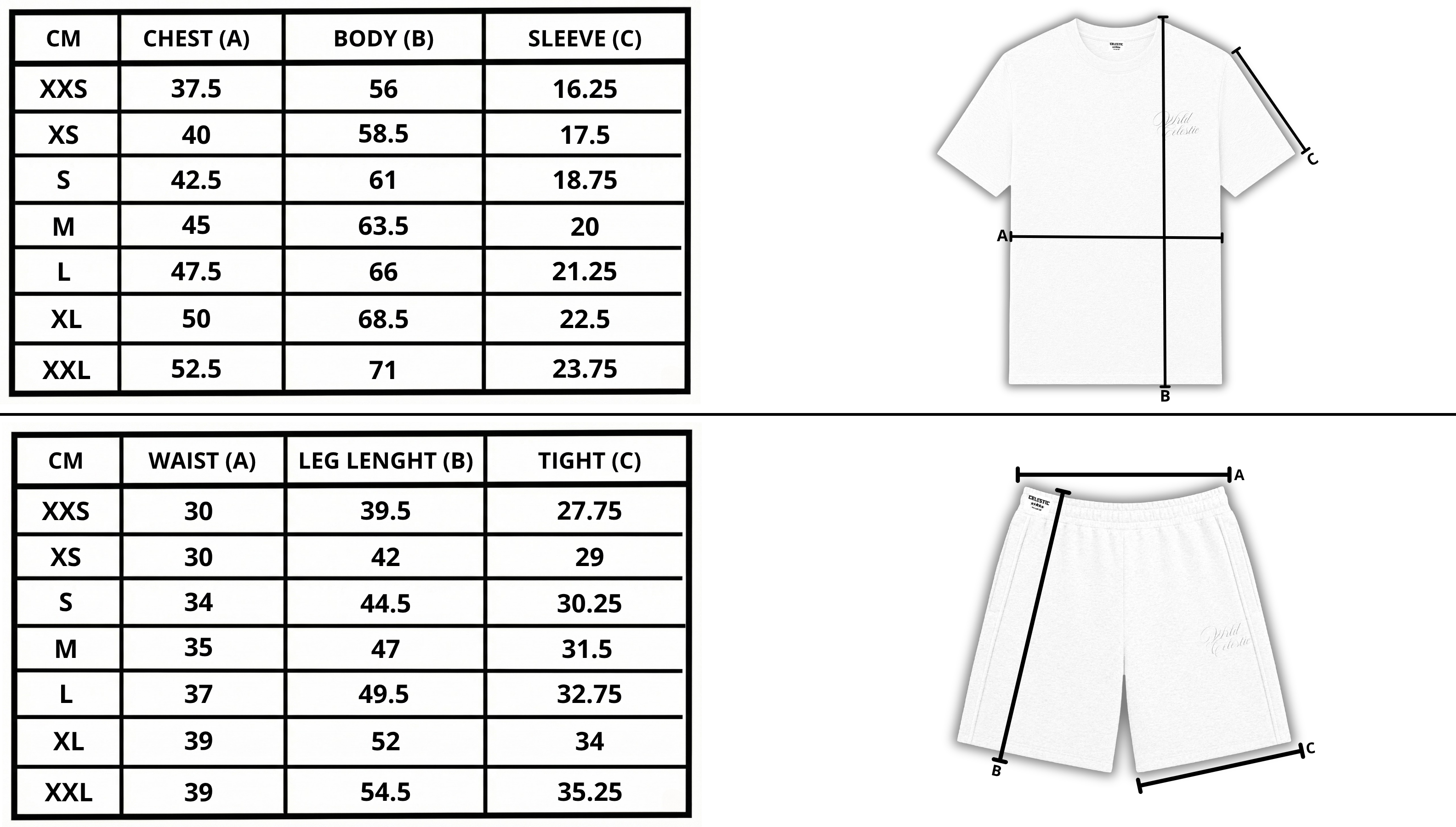 Size chart desktop