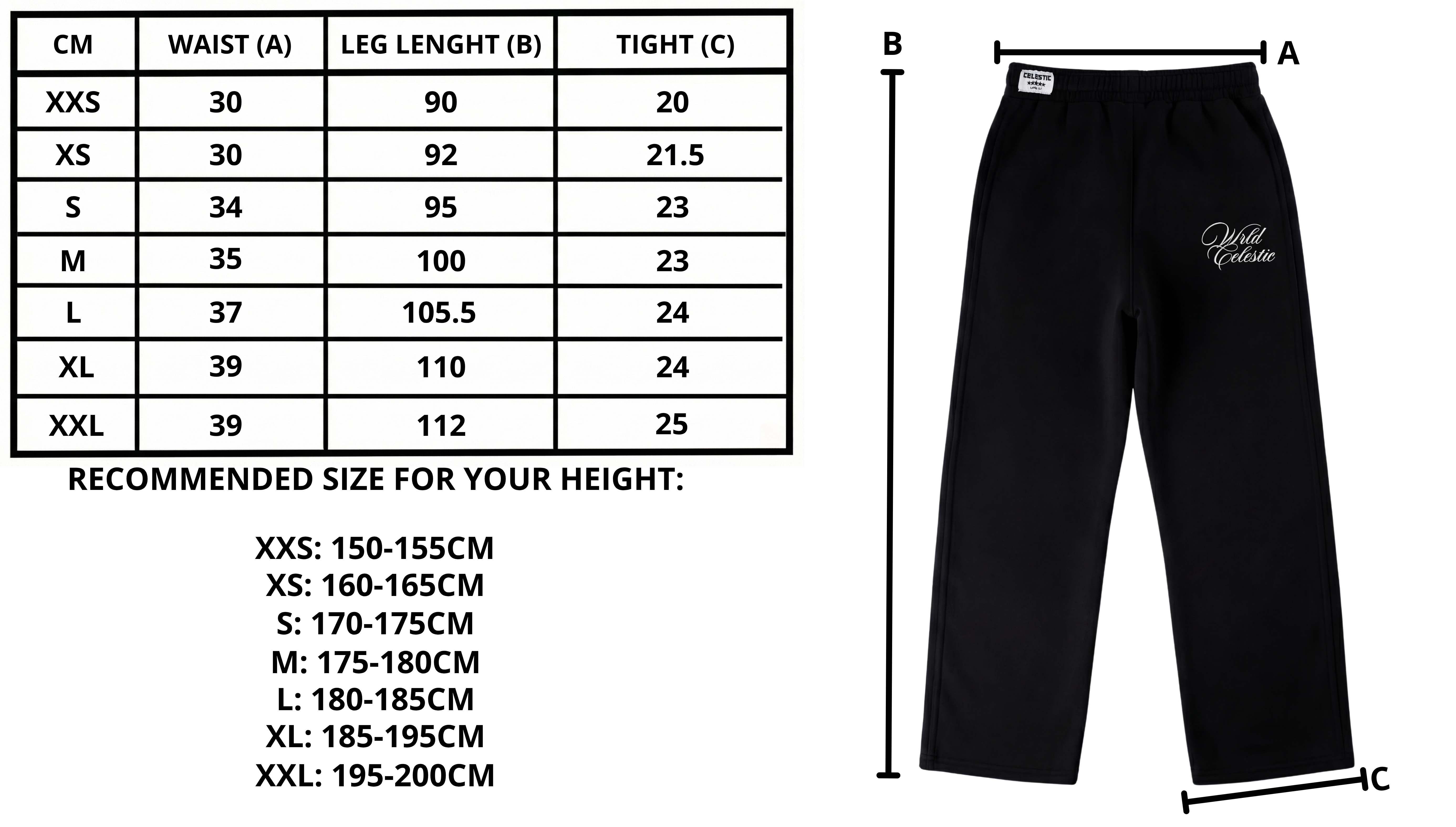 Size chart desktop