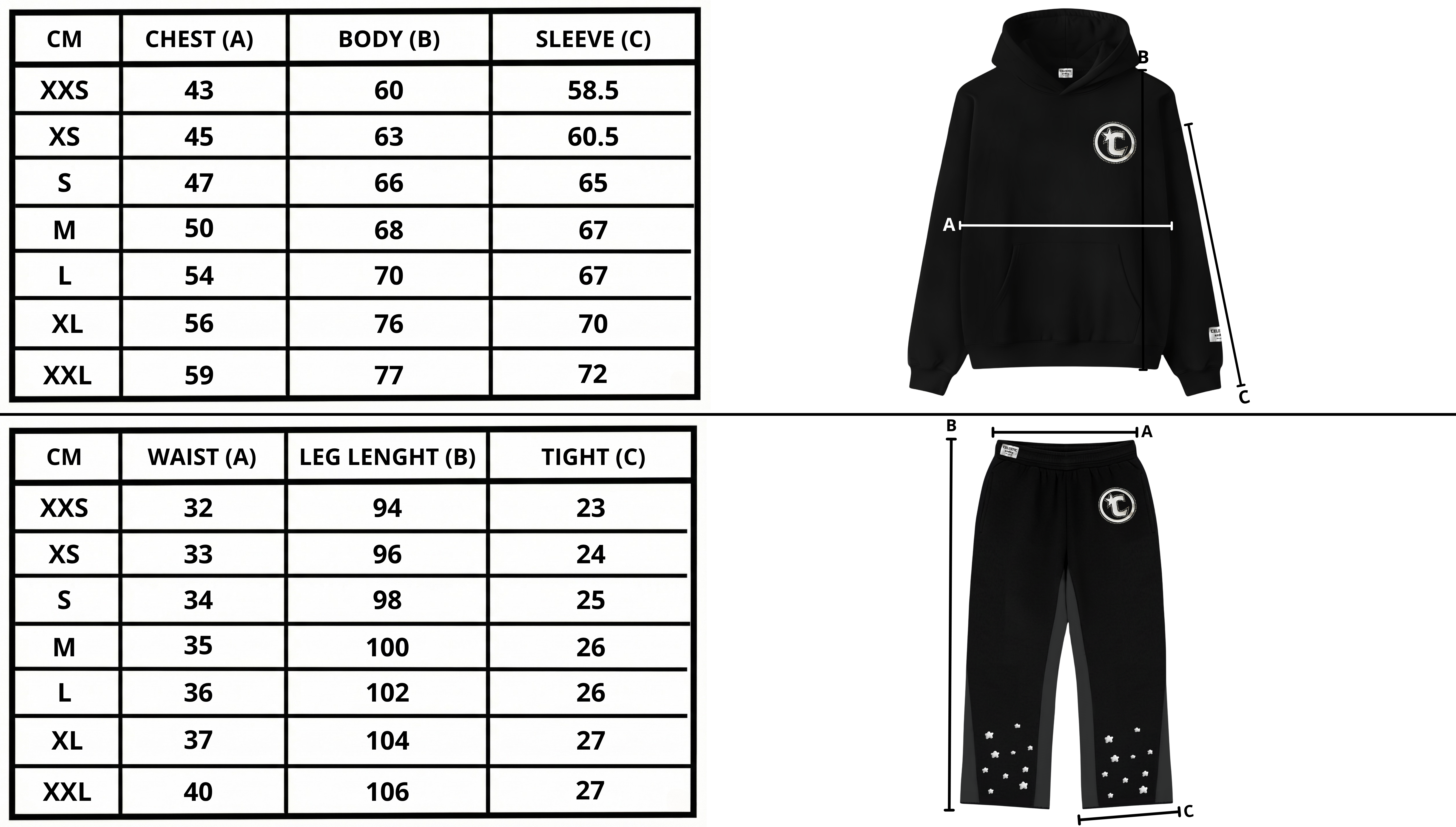 Size chart desktop