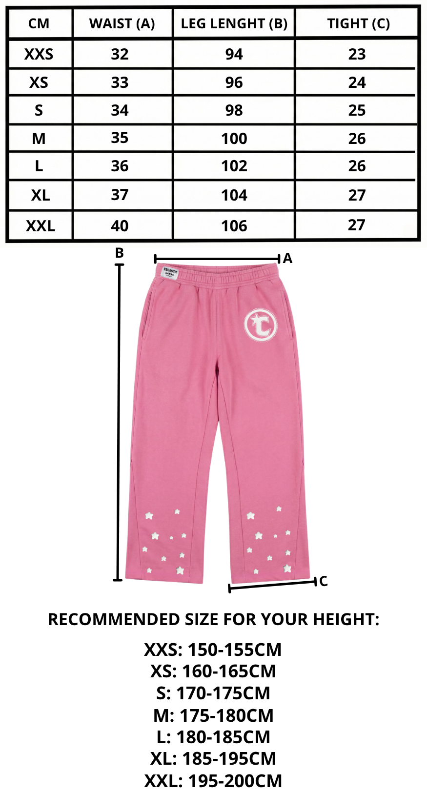 Size chart mobile