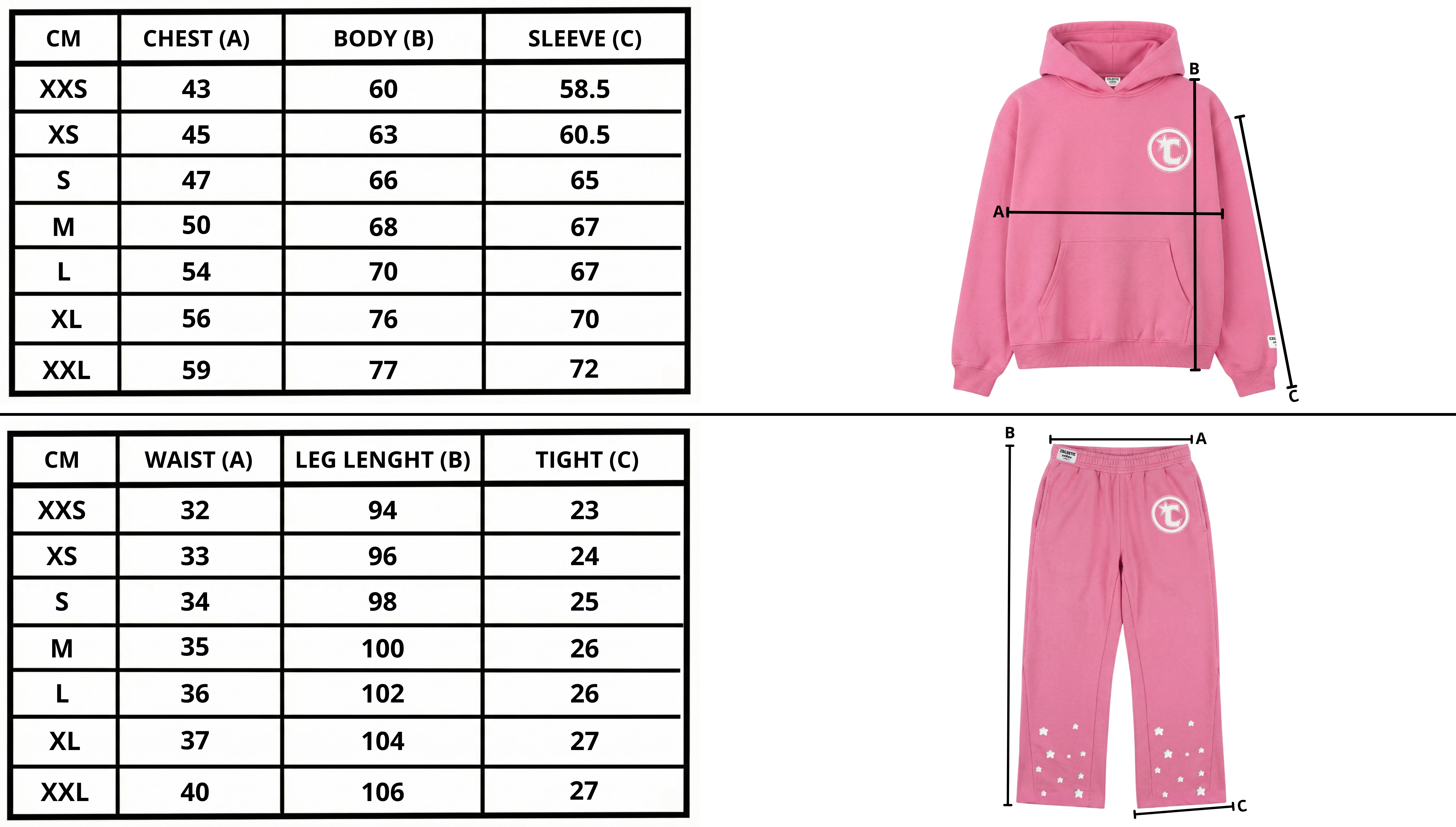 Size chart desktop
