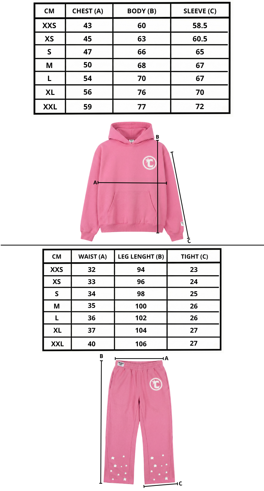 Size chart mobile
