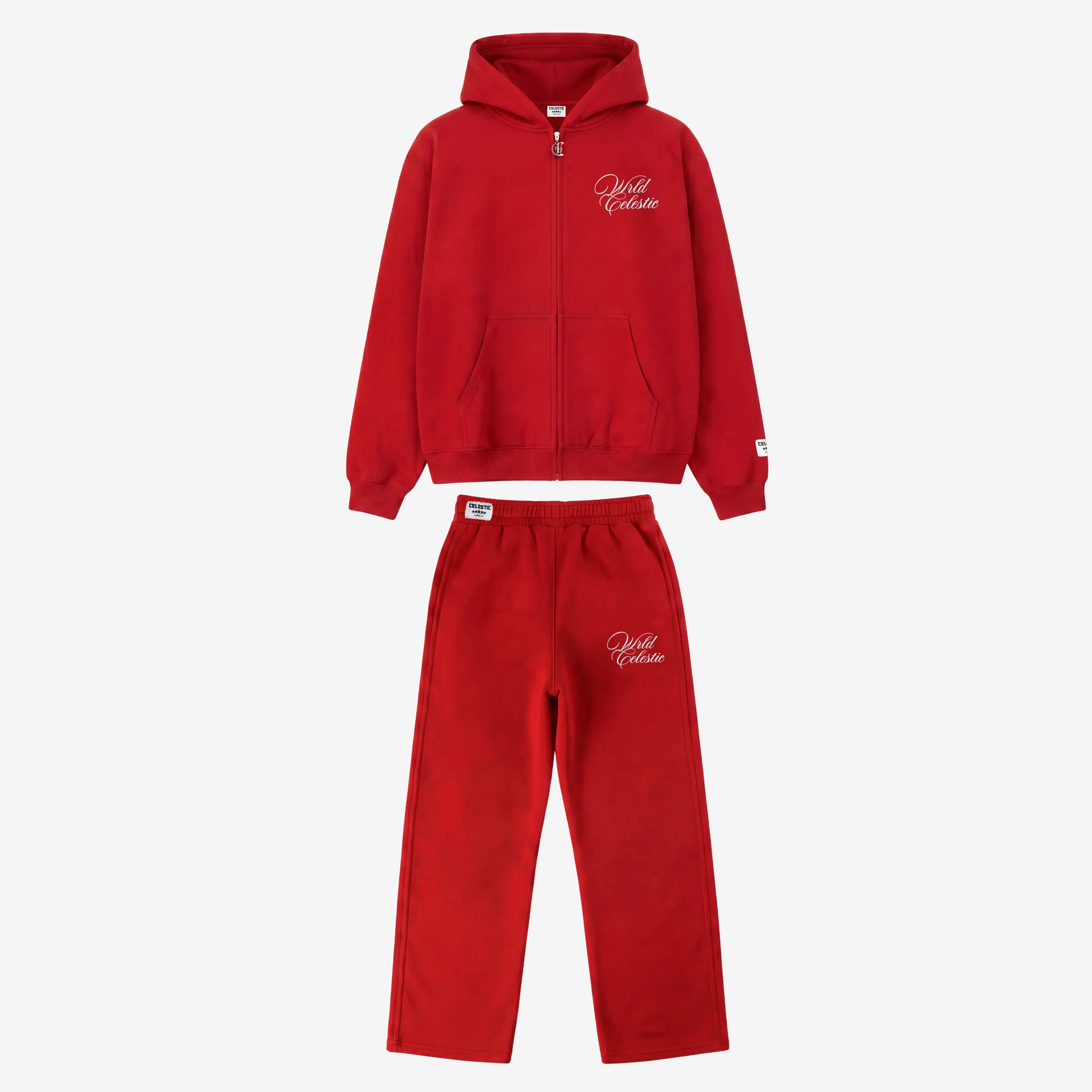 RED &BASIC& TRACKSUIT | OVERSIZED HEAVY COTTON STREETWEAR – CELESTIC®