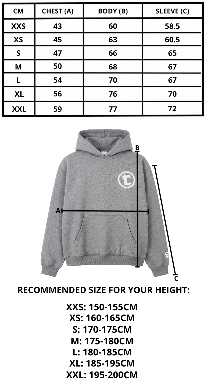 Size chart mobile