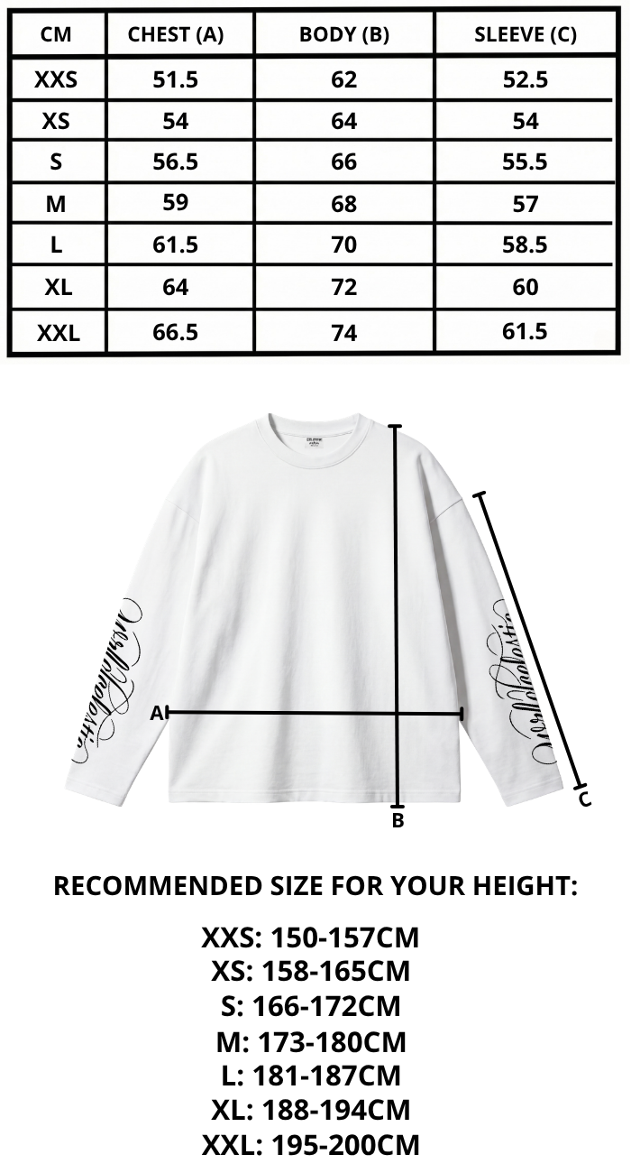 Size chart mobile