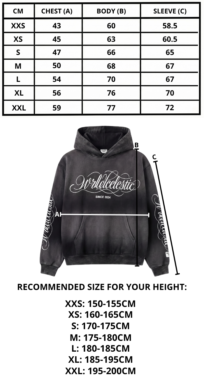 Size chart mobile