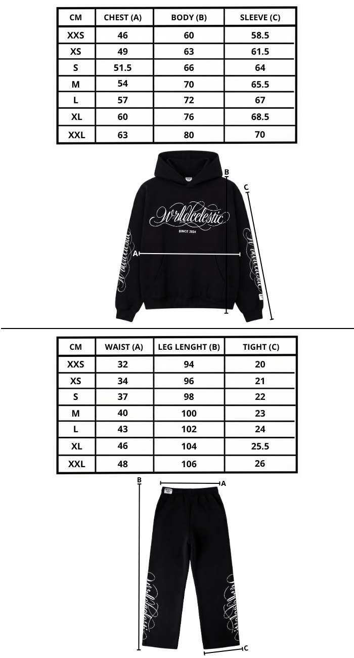 Size chart mobile
