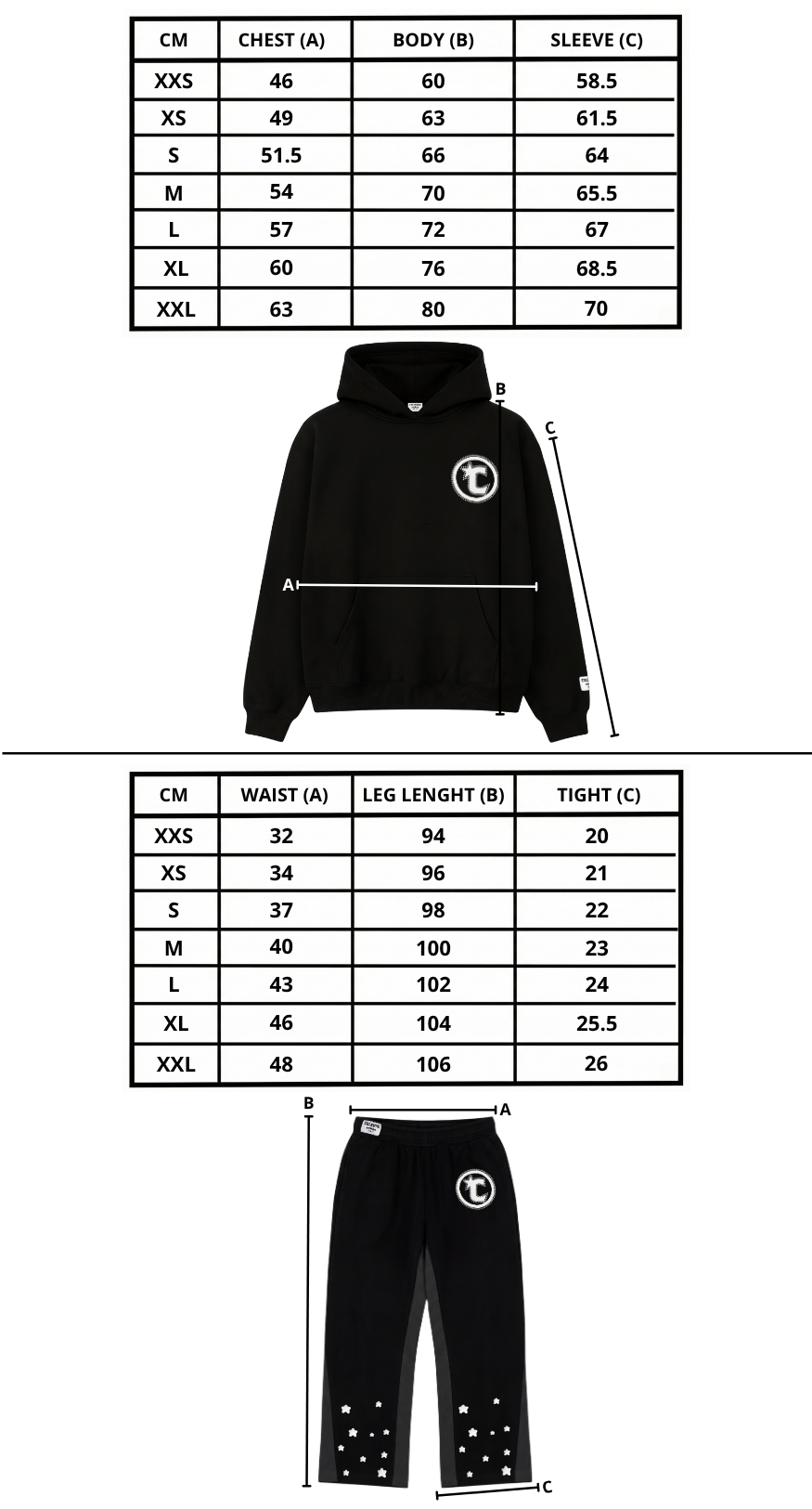 Size chart mobile