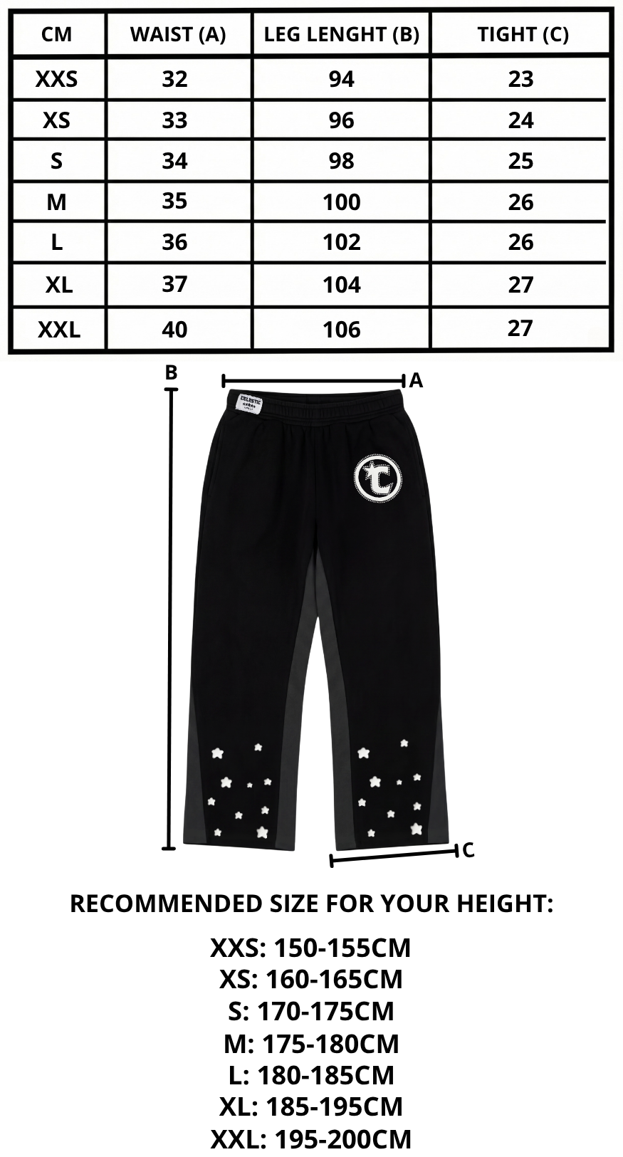 Size chart mobile