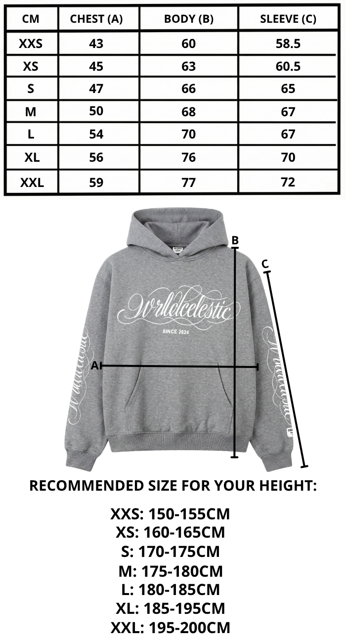 Size chart mobile
