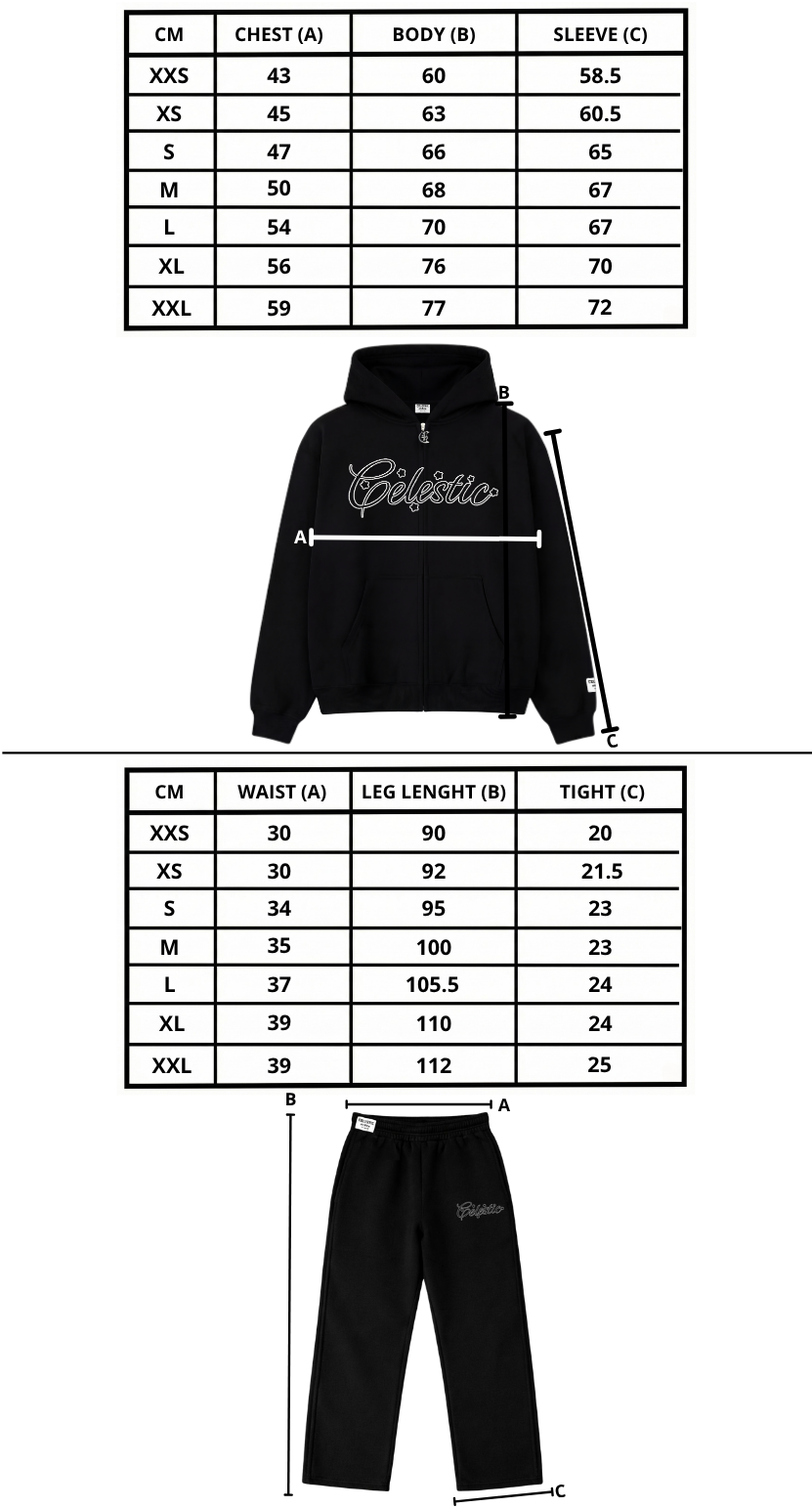Size chart mobile