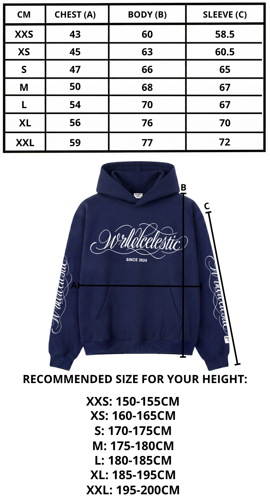 Size chart mobile