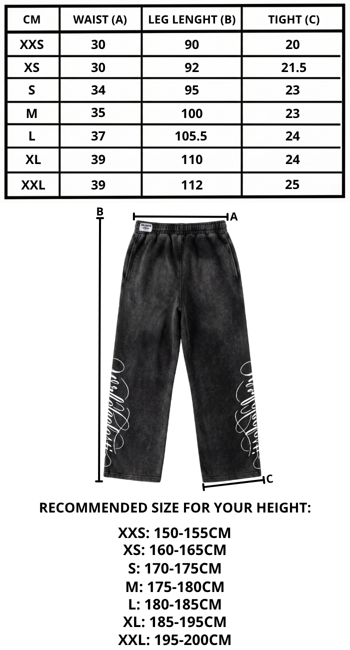 Size chart mobile