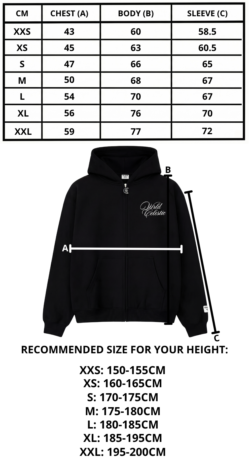 Size chart mobile