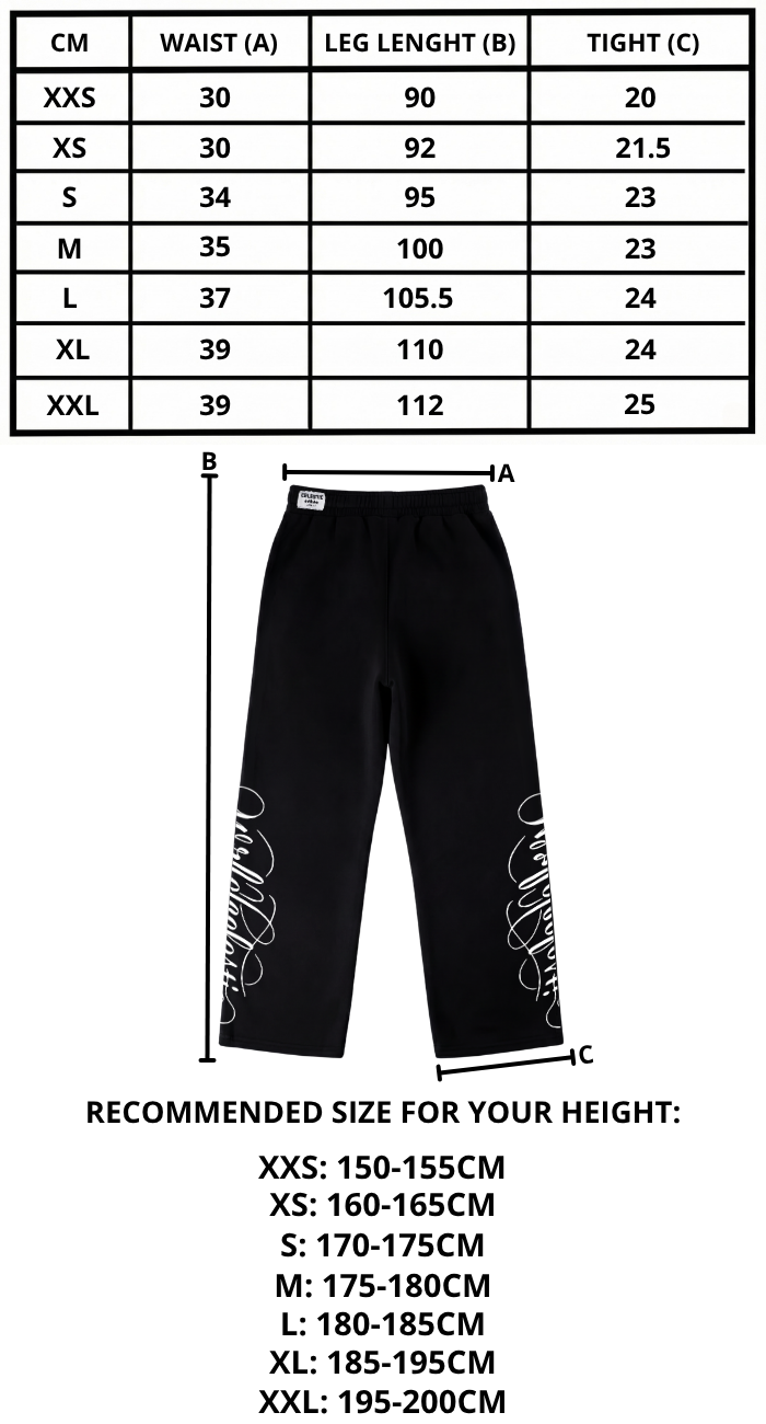 Size chart mobile