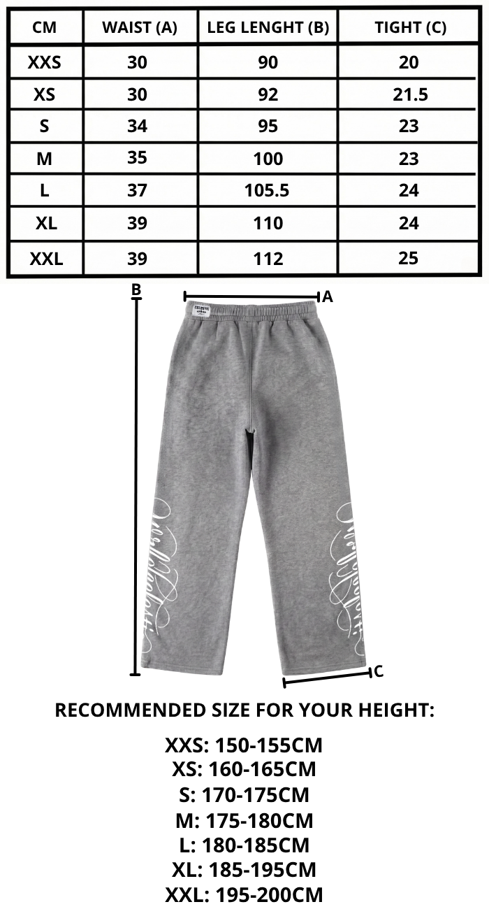 Size chart mobile