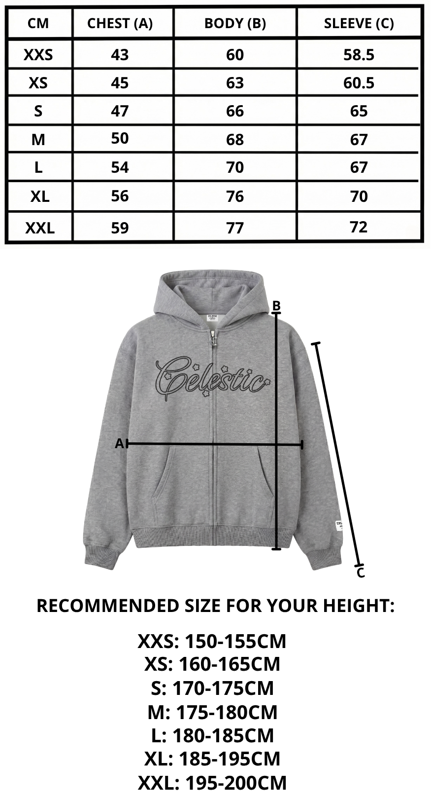 Size chart mobile