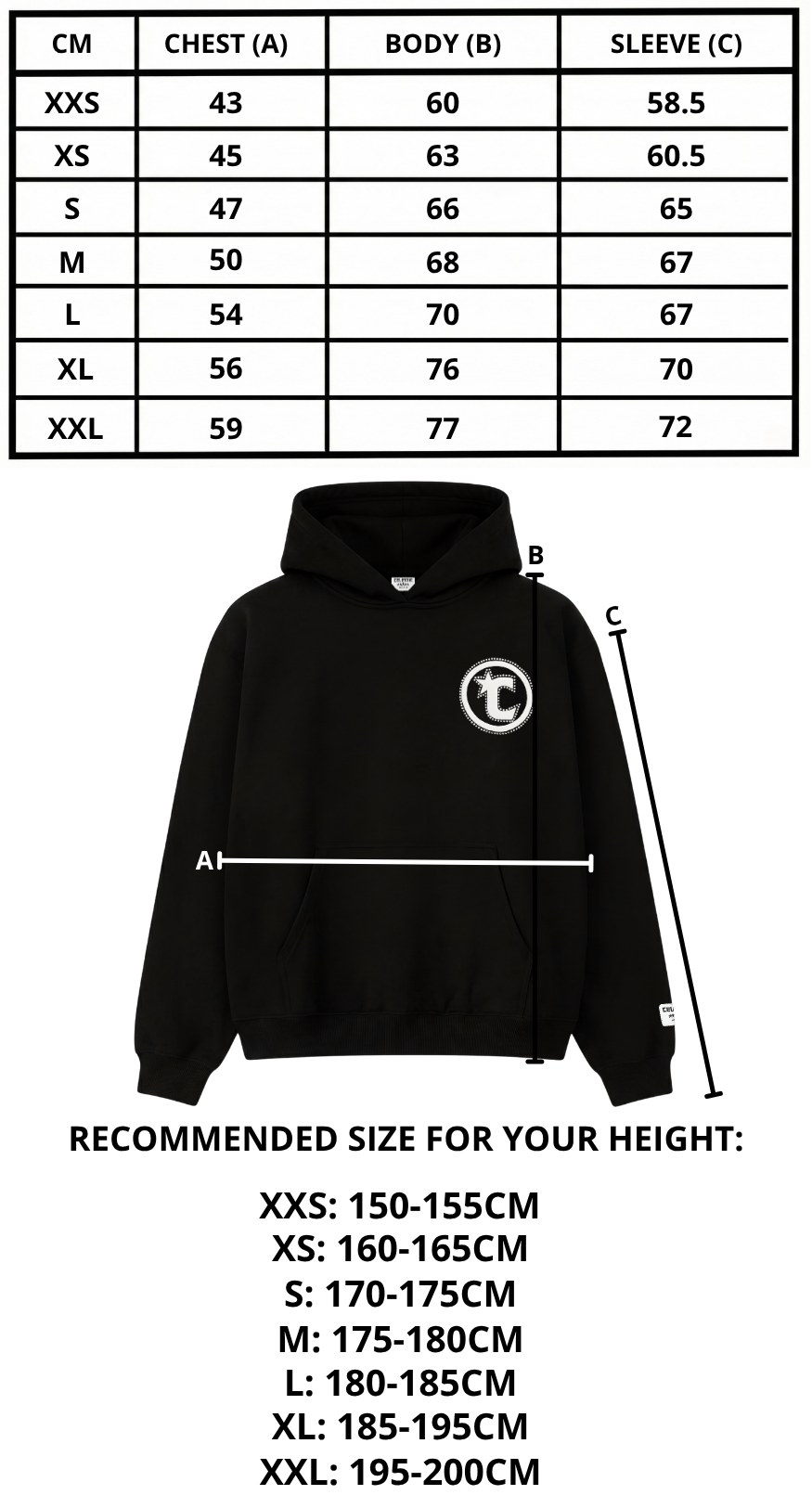 Size chart mobile
