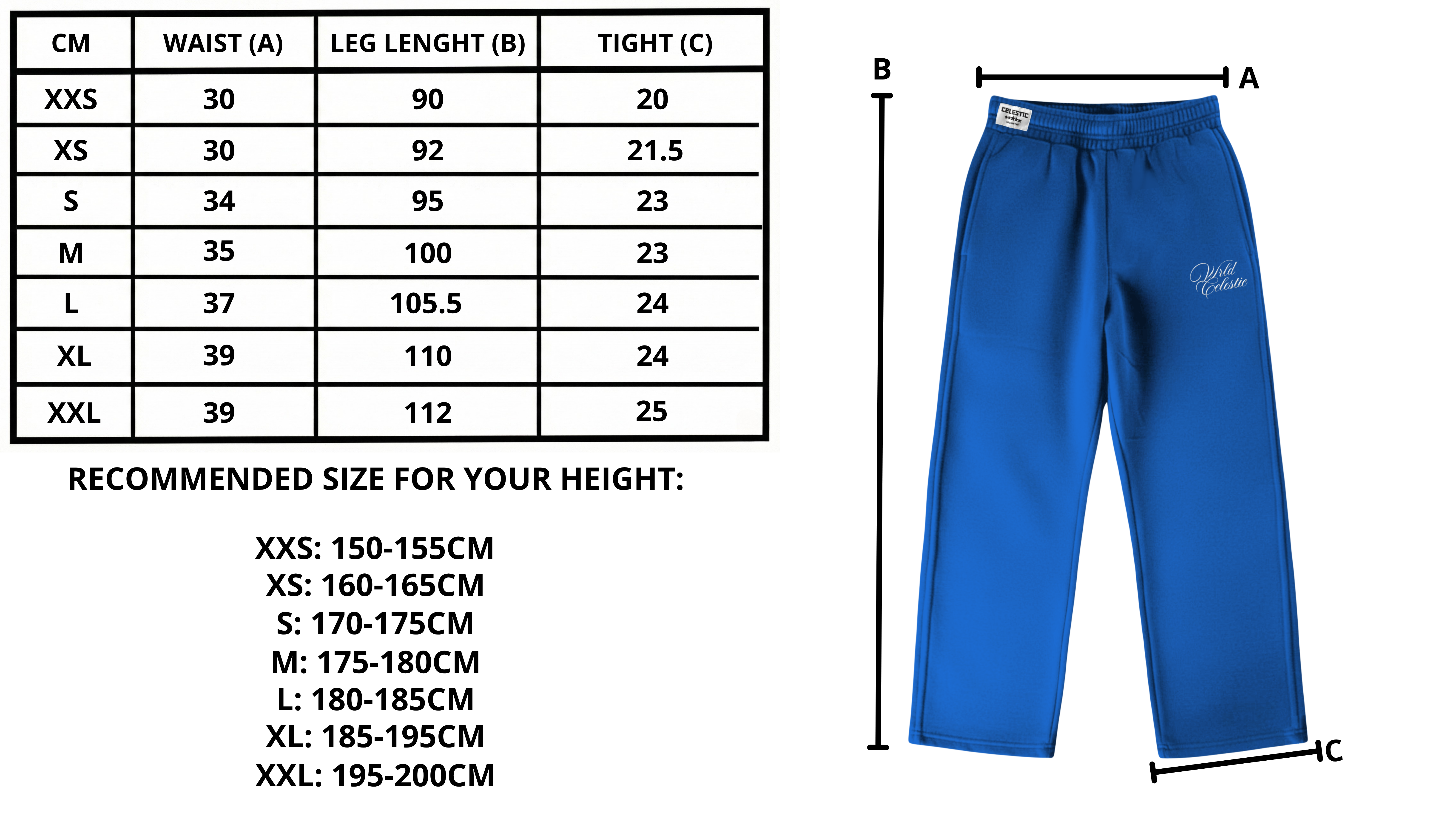 Size chart desktop