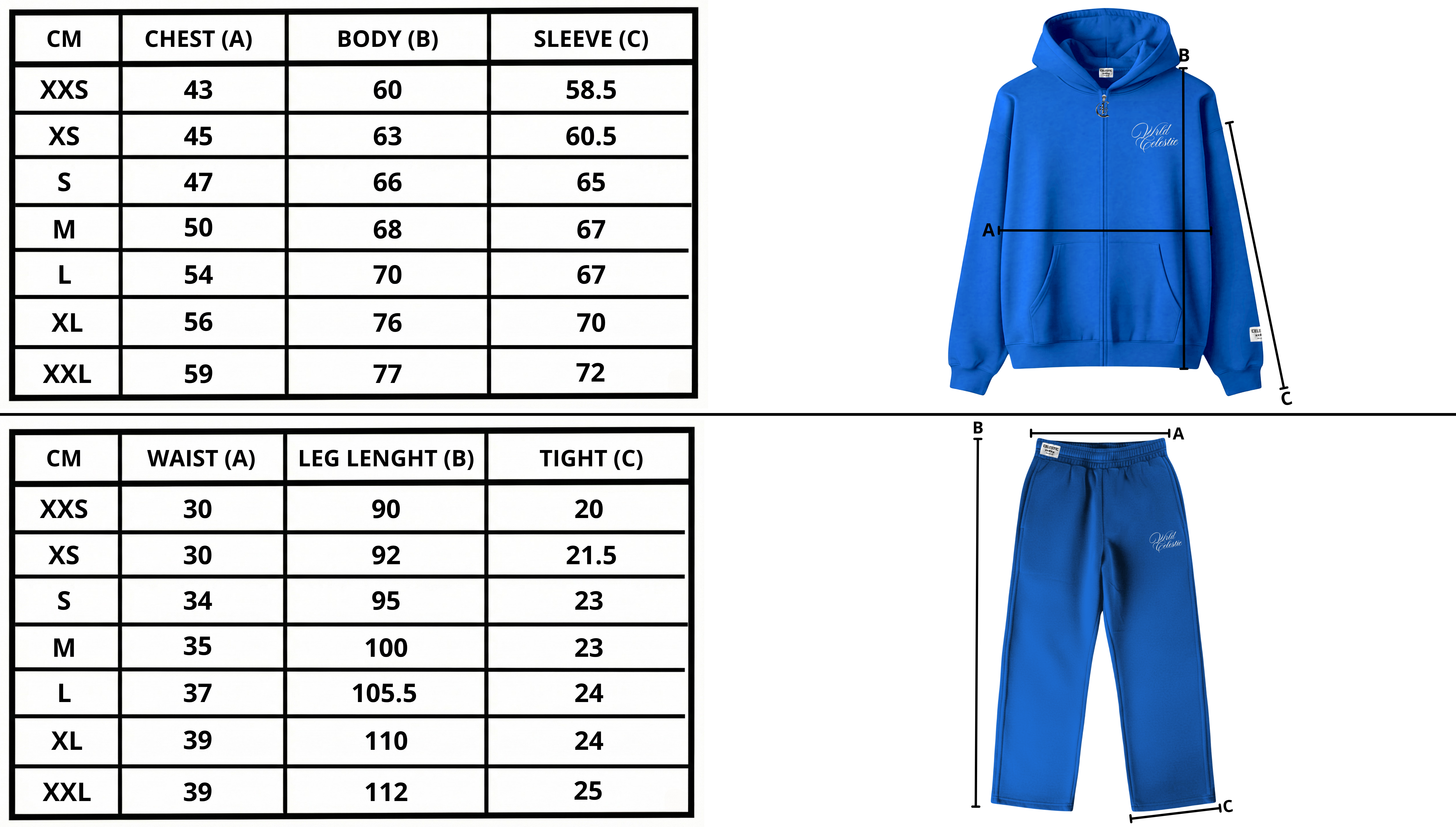 Size chart desktop
