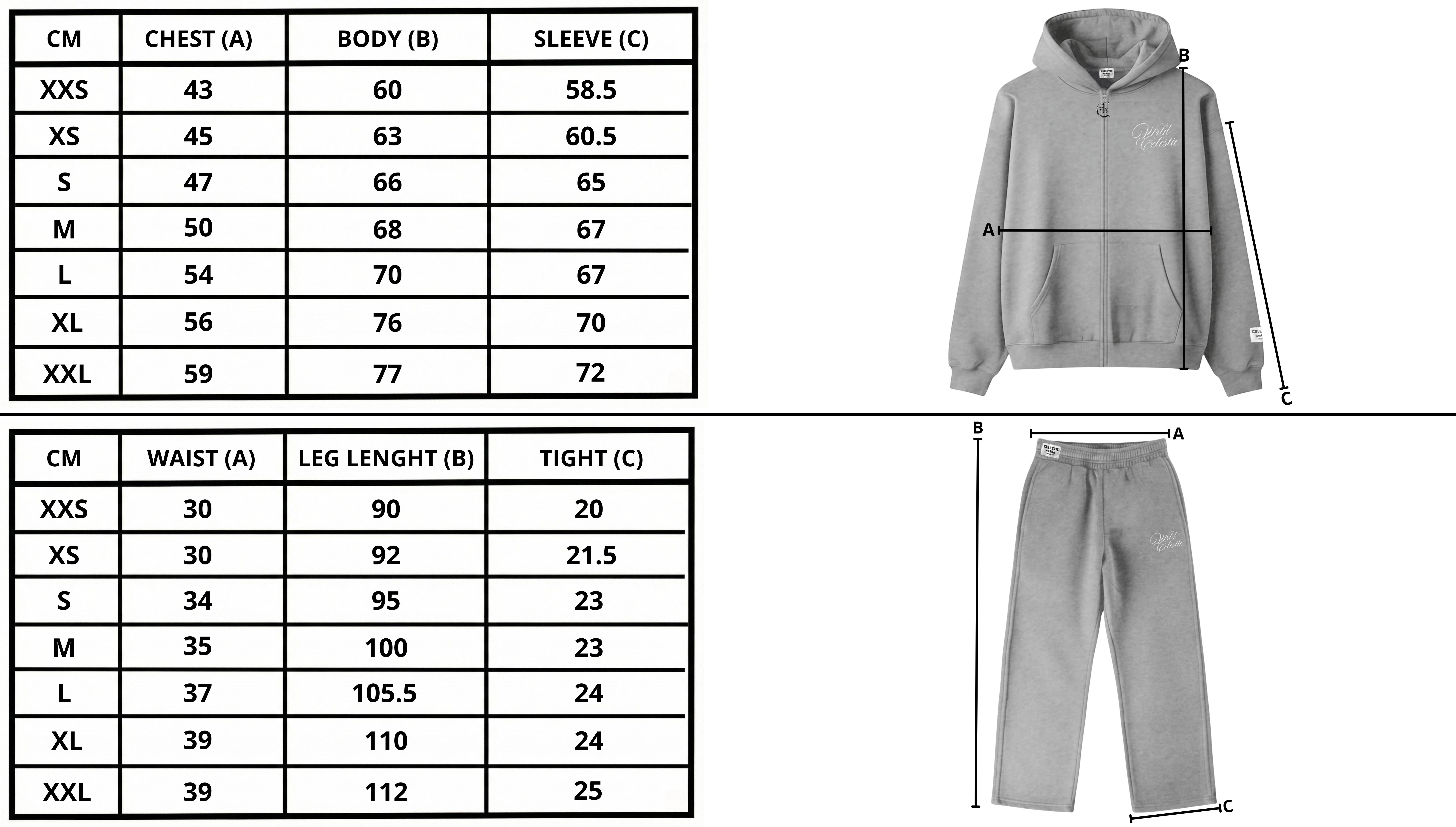 Size chart desktop