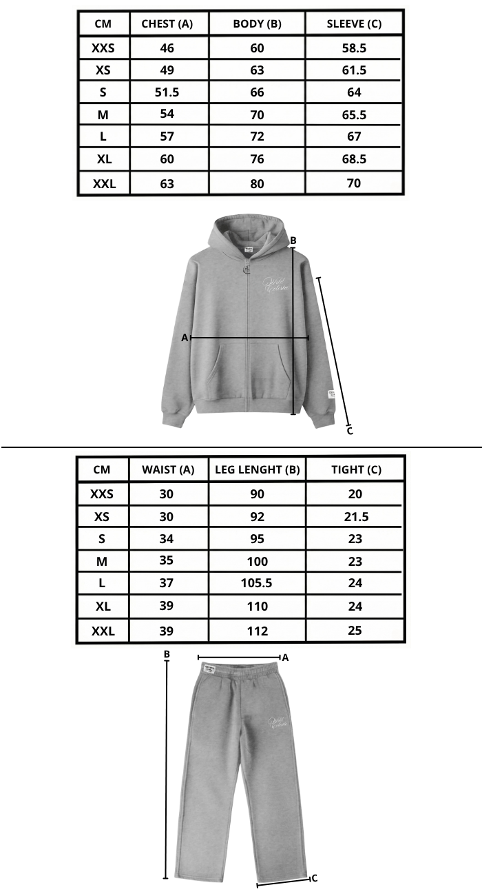 Size chart mobile