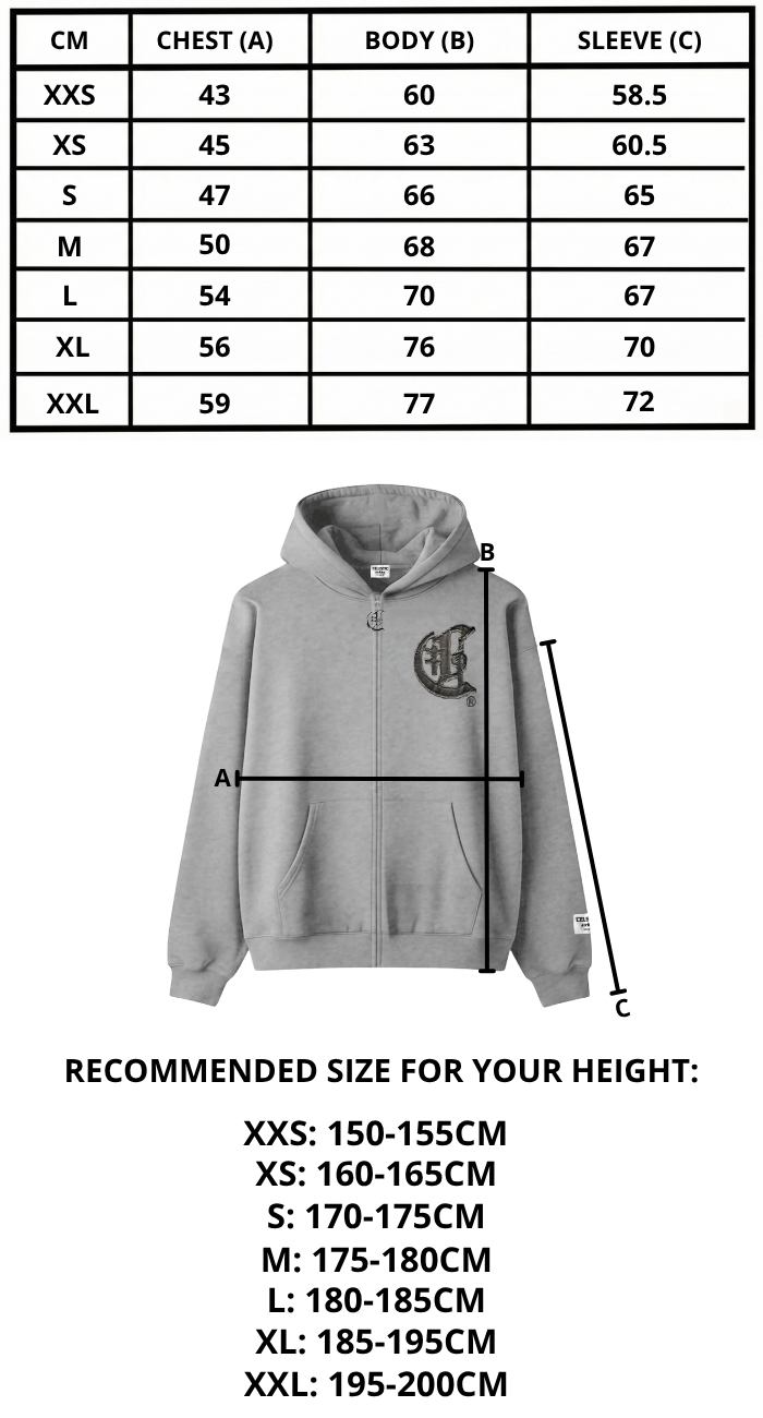 Size chart mobile