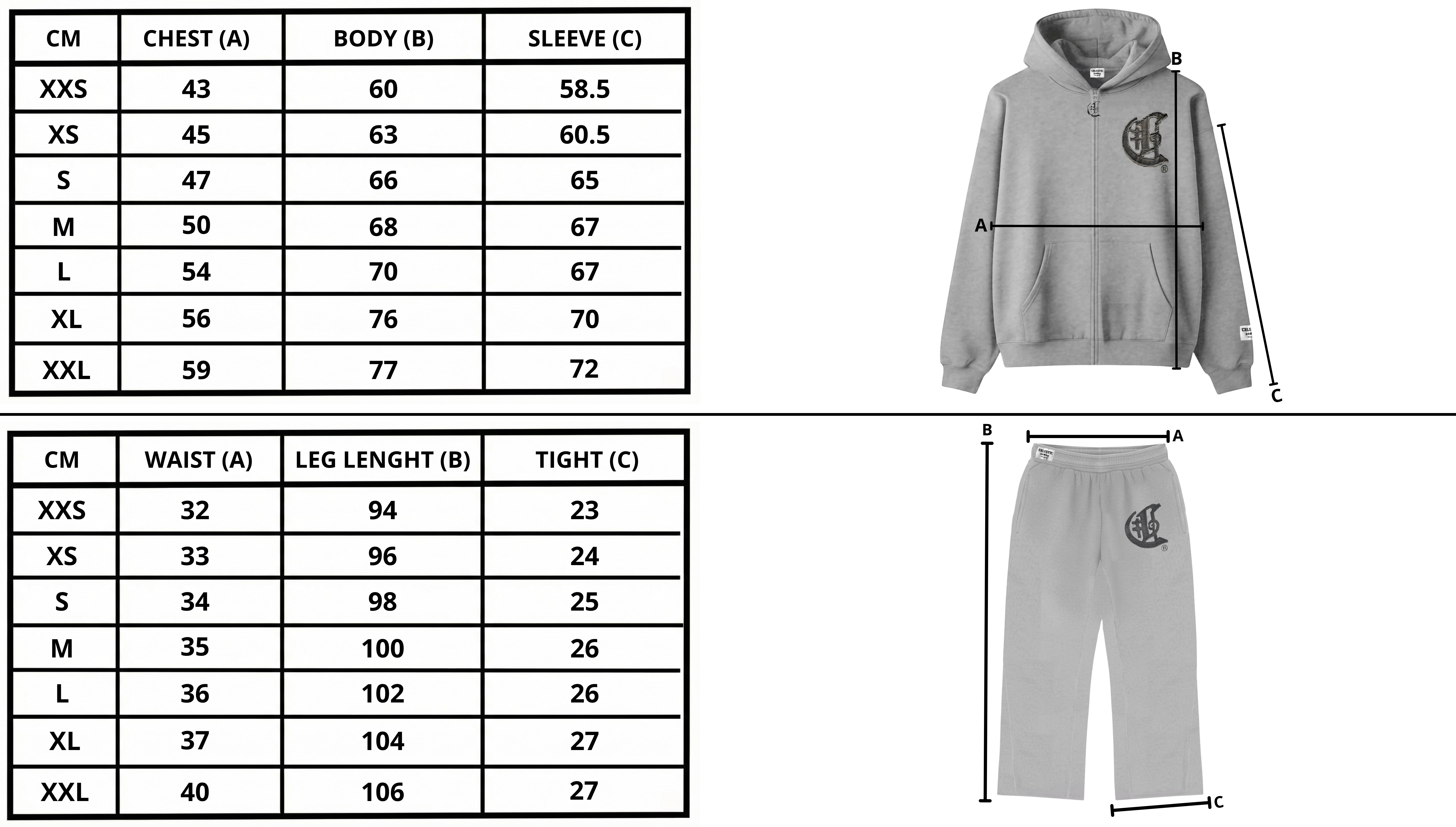 Size chart desktop