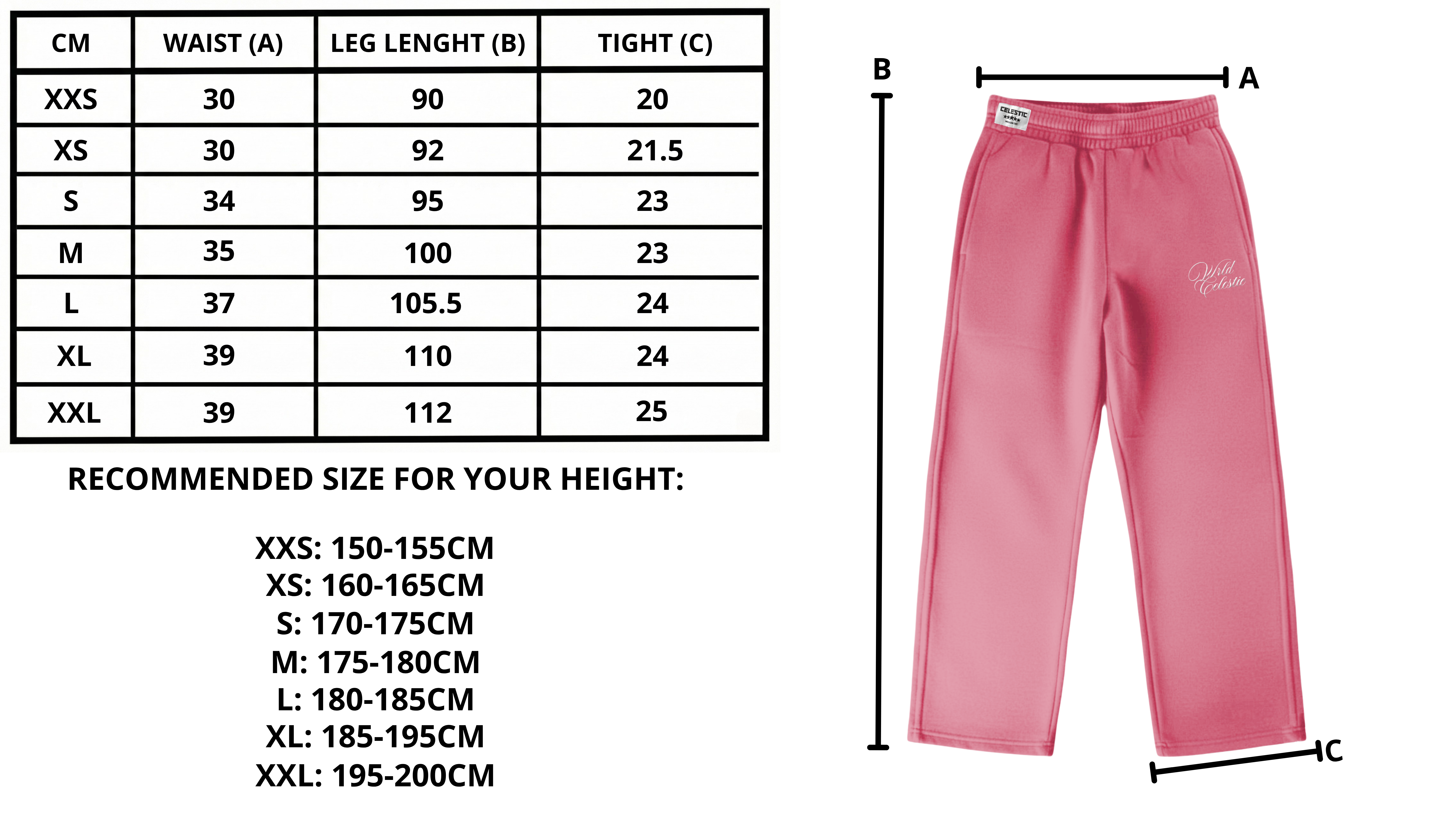 Size chart desktop