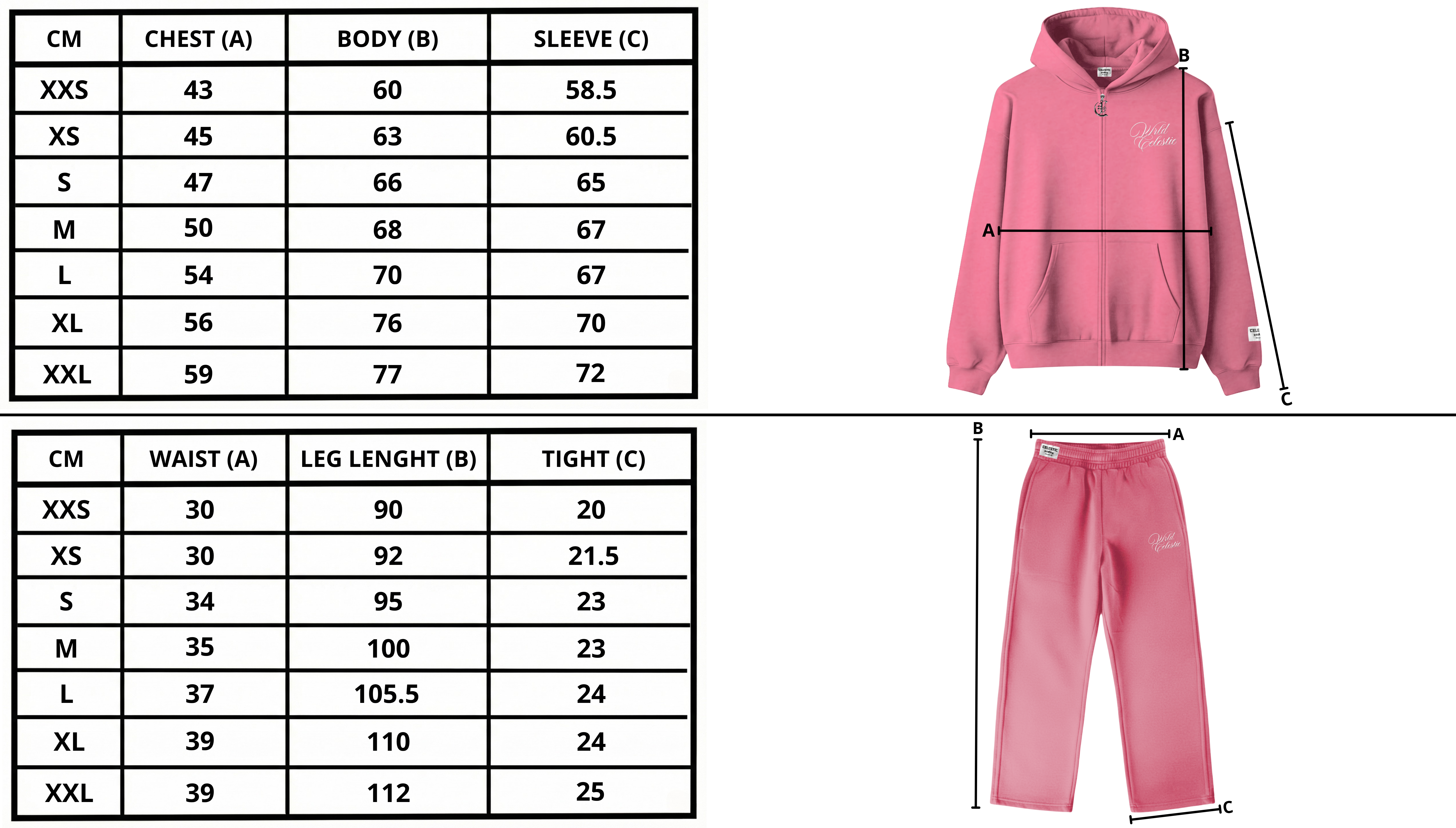Size chart desktop
