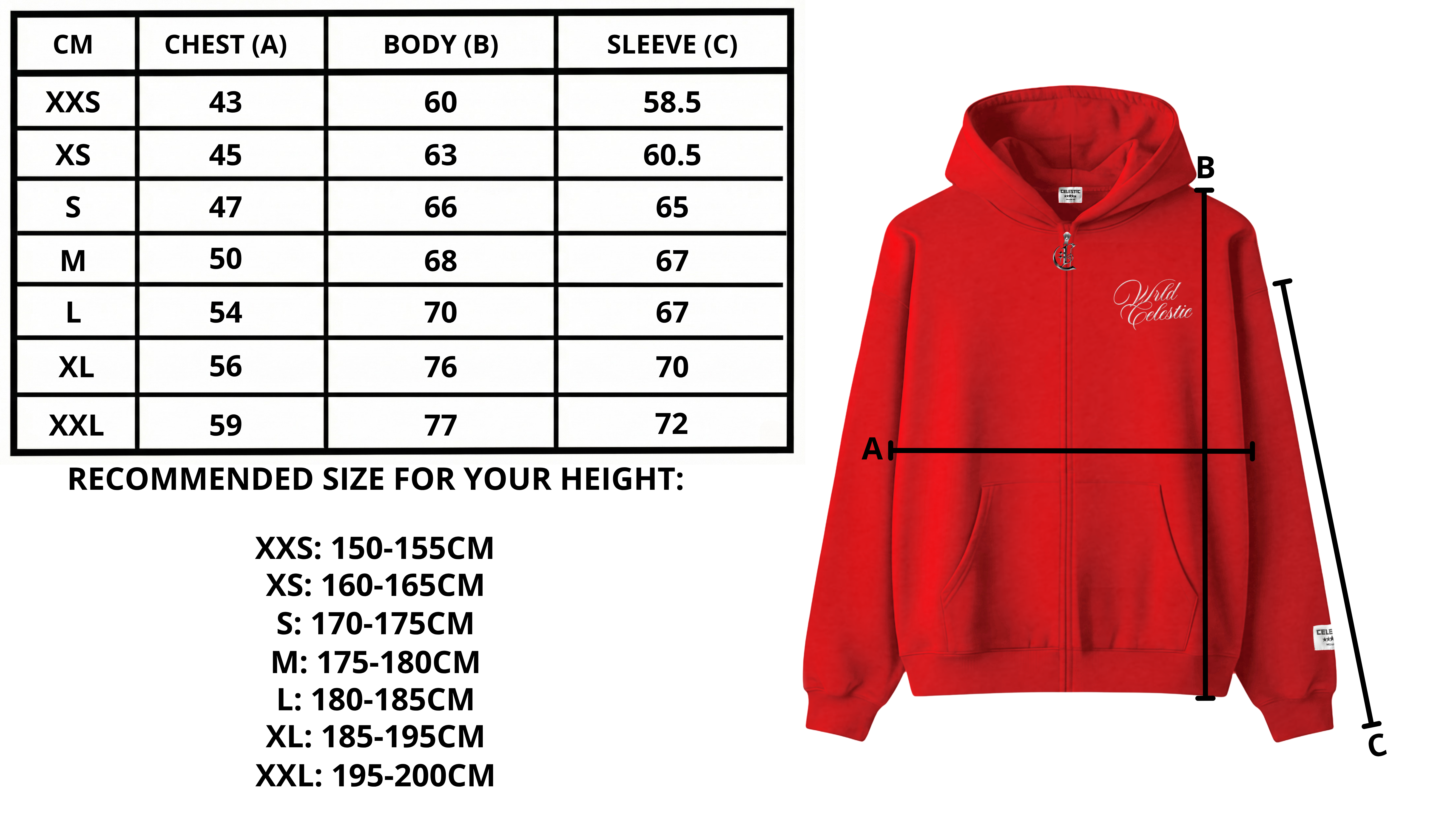 Size chart desktop