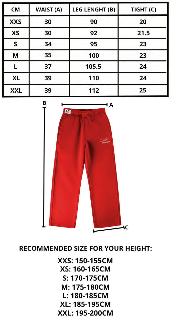 Size chart mobile