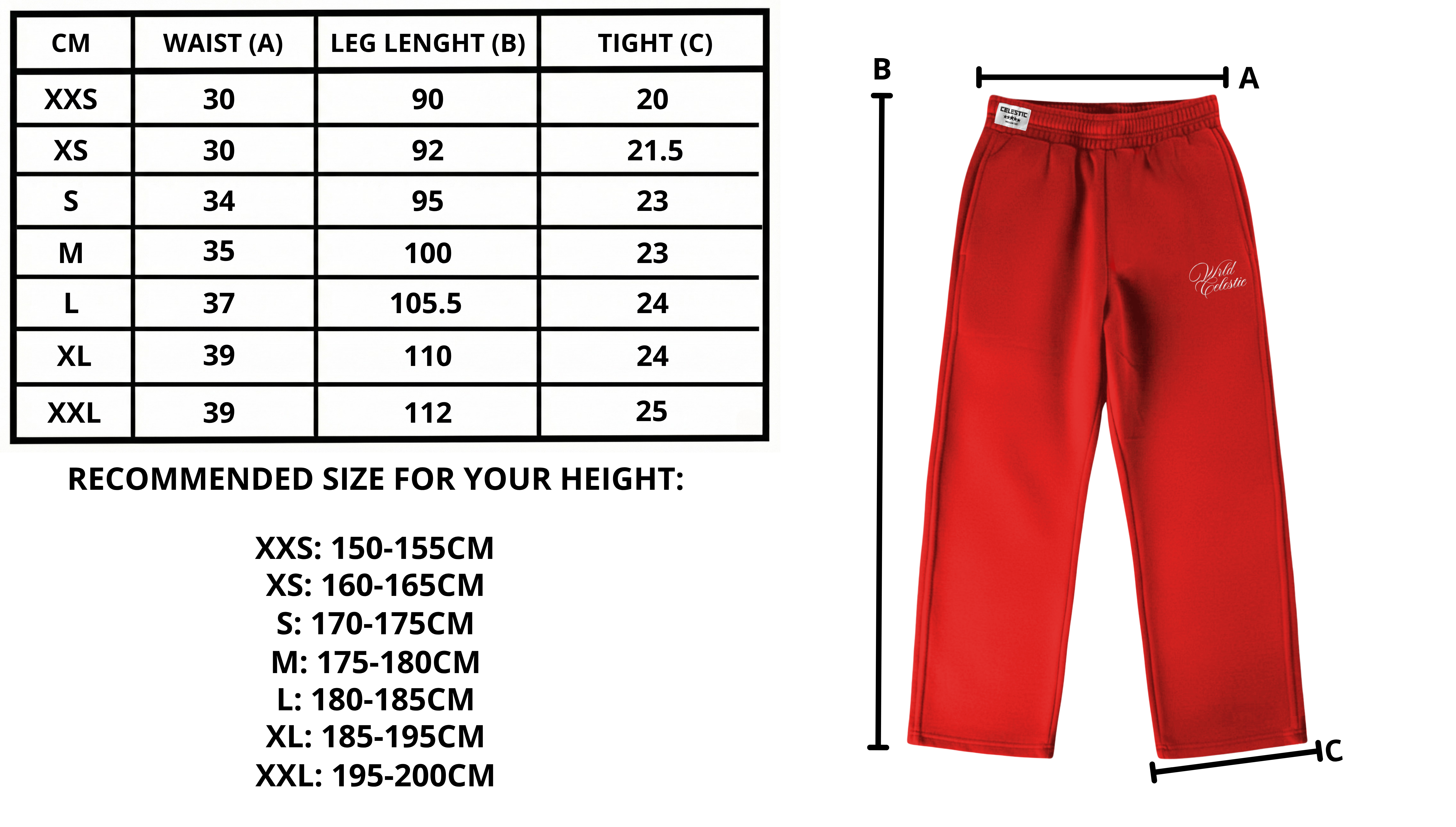 Size chart desktop