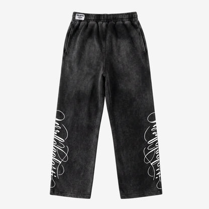 Washed Black Script Pants