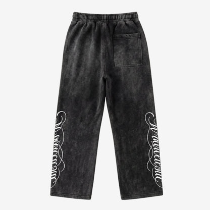 Washed Black Script Pants