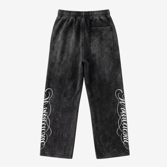 Washed Black Script Pants