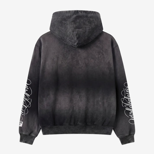 Washed Black Script Hoodie