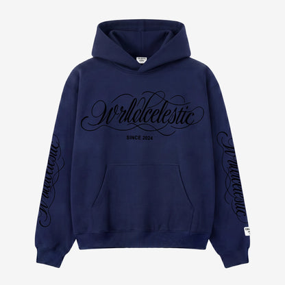 Navy Blue Script Hoodie