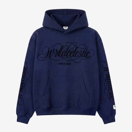 Navy Blue Script Hoodie