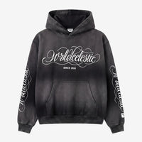 Washed Black Script Hoodie