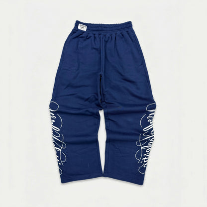 NAVY BLUE SCRIPT PANTS