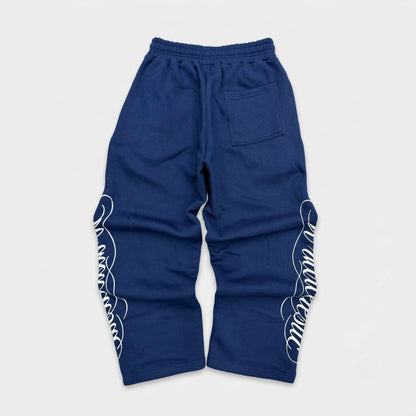 NAVY BLUE SCRIPT PANTS