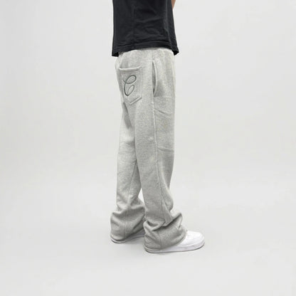 Grey Zipper Flared Pants